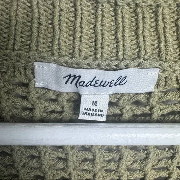 Madewell Oversize‎ Open Stitch Fisherman Pullover Sweater Heather Seedling NEW - Picture 6 of 8